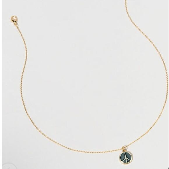 Hello Franki Navy Enamel Peace Sign necklace and earring set - Picture 2 of 2
